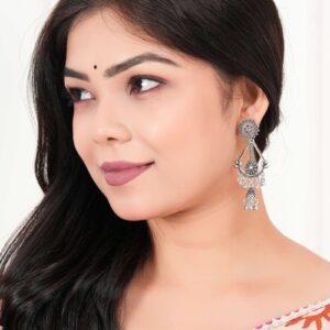 Women's Handmade Traditional Jhumki With Moon Chandbali Design Ethnic Wedding Wear Earrings For Women